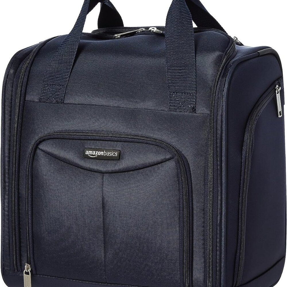 Amazon Basics Underseat Carry-On Rolling Travel Luggage, 14 Inches, Navy Blue